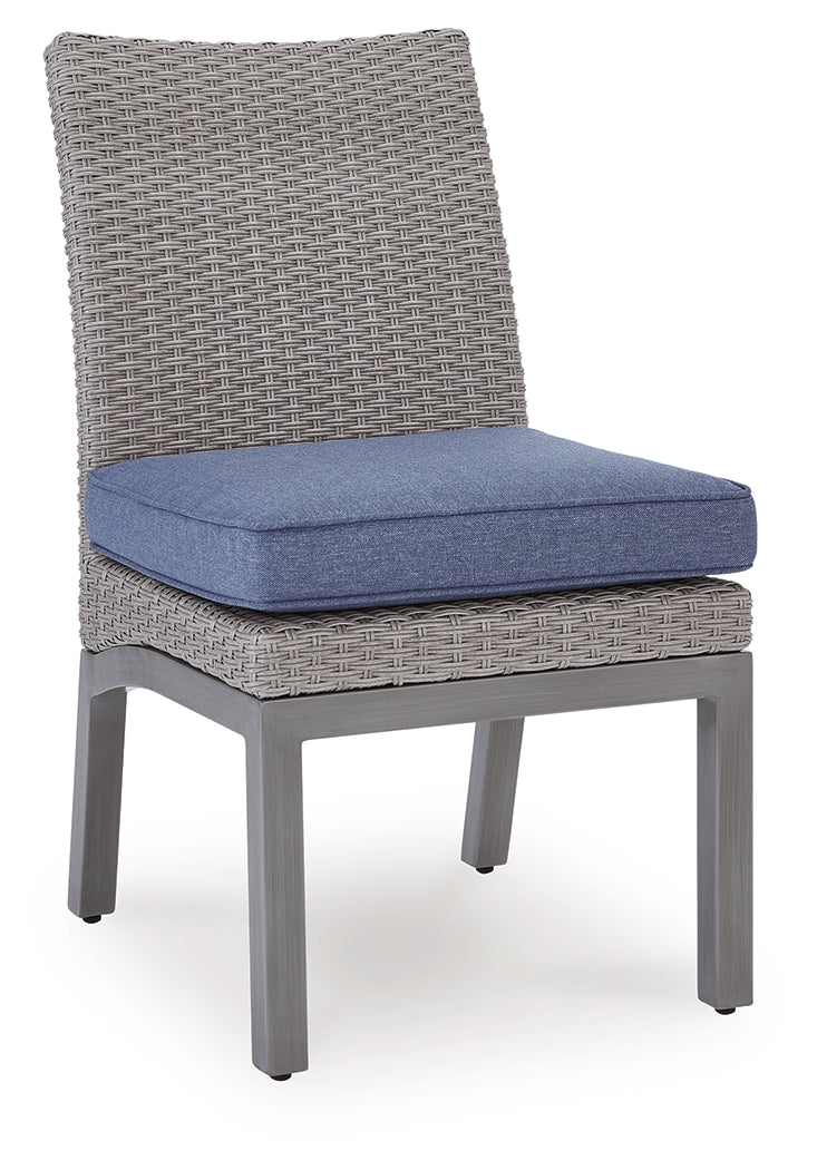 Half Moon Beach Blue/Gray Outdoor Side Chair with Cushion (Set of 2)