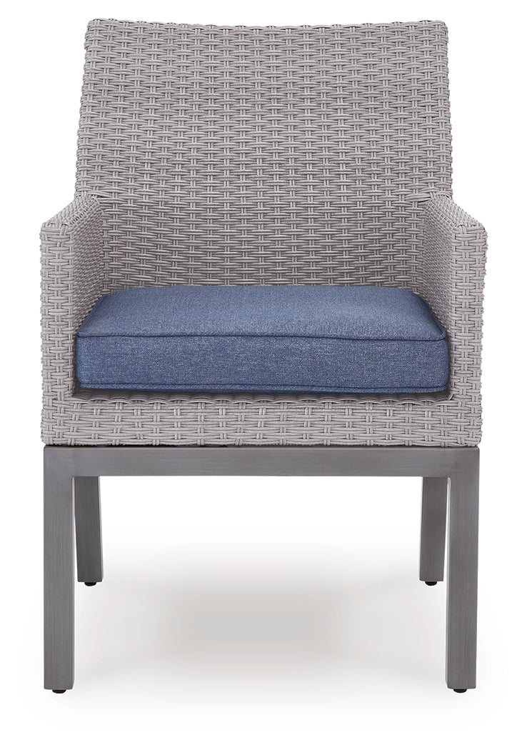 Half Moon Beach Blue/Gray Outdoor Arm Chair with Cushion (Set of 2)