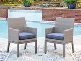 Half Moon Beach Blue/Gray Outdoor Arm Chair with Cushion (Set of 2)