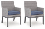 Half Moon Beach Blue/Gray Outdoor Arm Chair with Cushion (Set of 2)