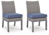 Half Moon Beach Blue/Gray Outdoor Side Chair with Cushion (Set of 2)