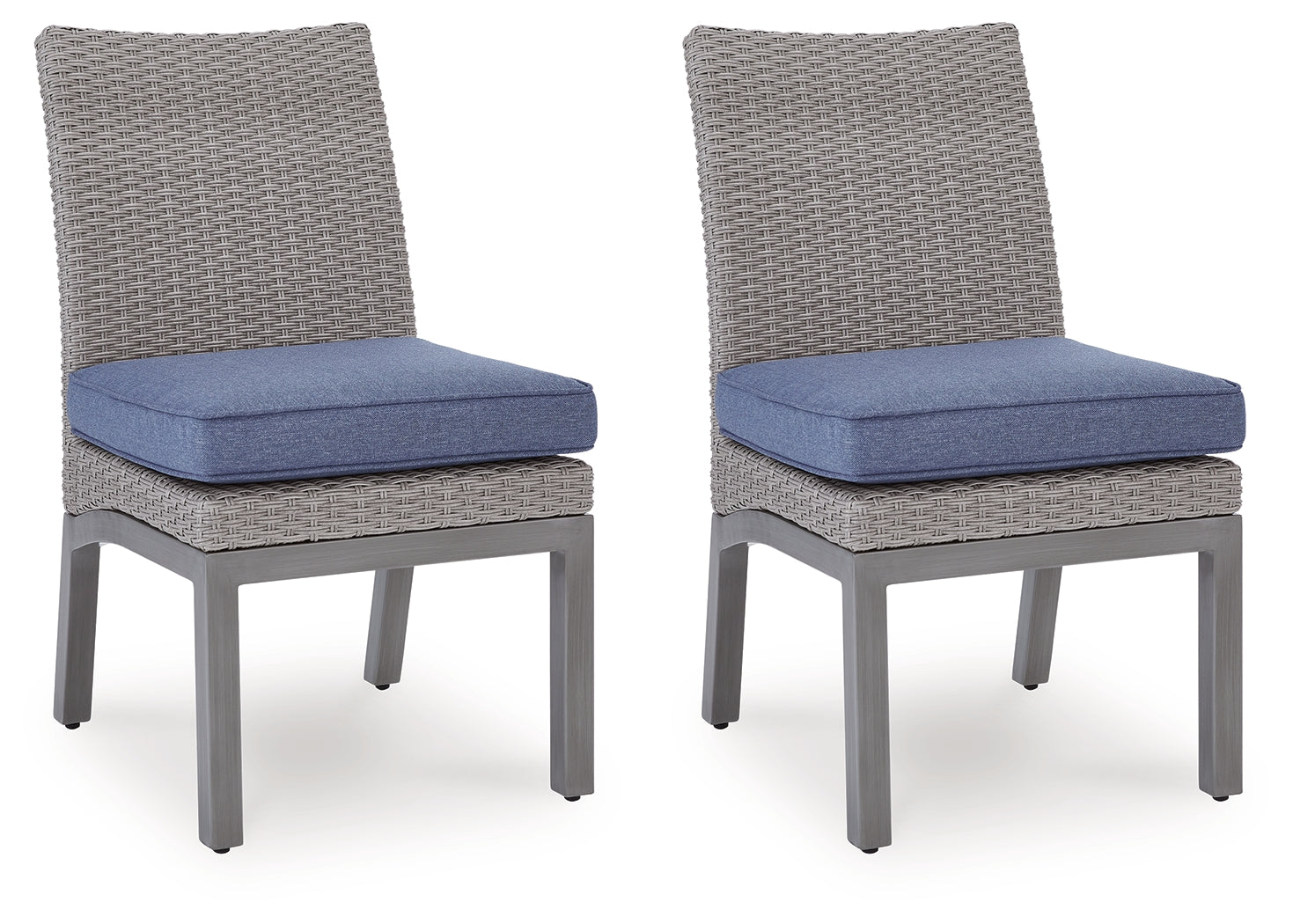 Half Moon Beach Blue/Gray Outdoor Side Chair with Cushion (Set of 2)