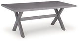 Half Gray Moon Beach Outdoor Dining Table and 4 Chairs