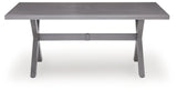 Half Gray Moon Beach Outdoor Dining Table and 4 Chairs