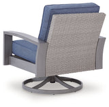 Half Moon Beach Blue/Gray Outdoor Swivel Lounge Chair with Cushion