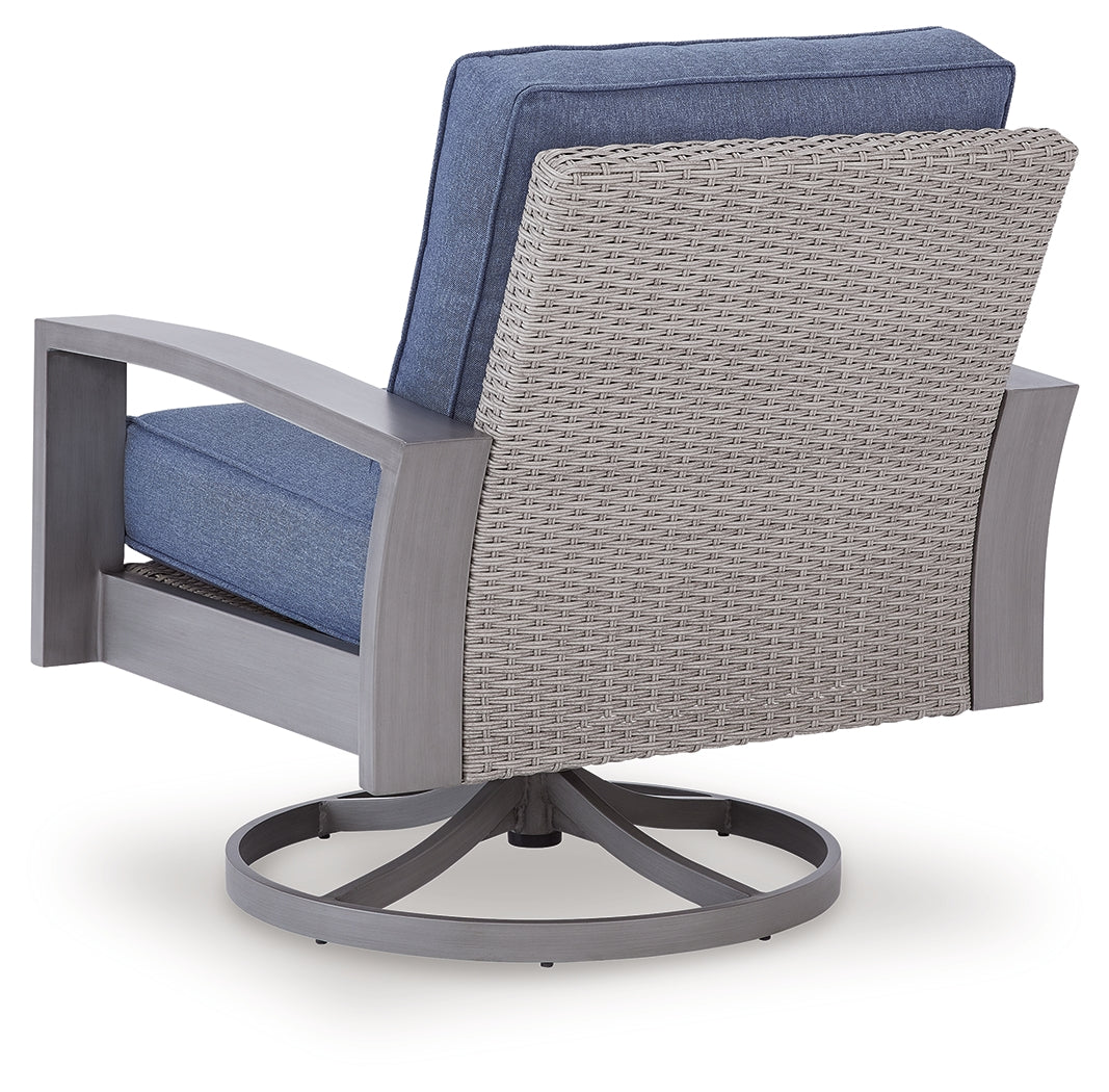Half Moon Beach Blue/Gray Outdoor Swivel Lounge Chair with Cushion