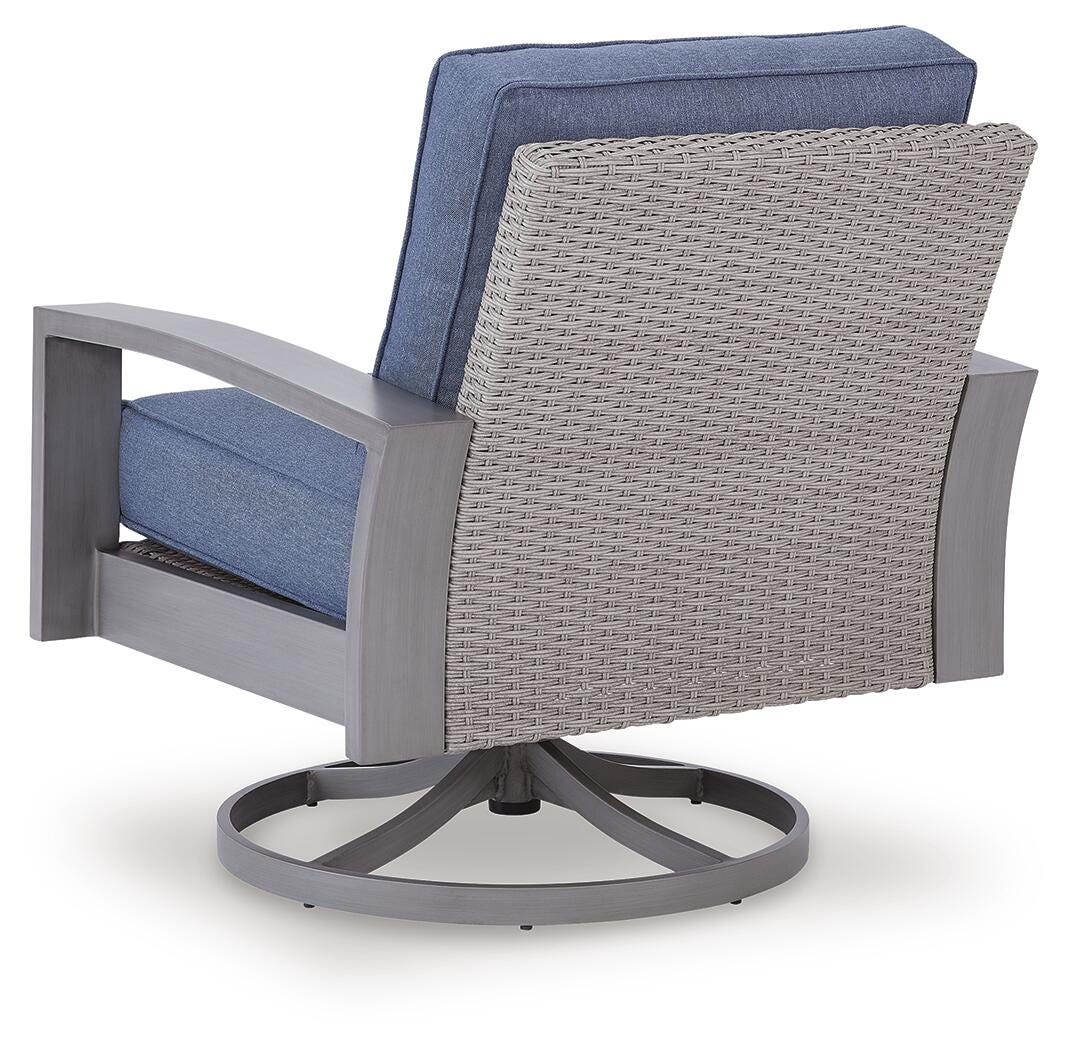 Half Blue/Gray Moon Beach Outdoor Sofa with 2 Lounge Chairs