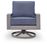 Half Moon Beach Blue/Gray Outdoor Swivel Lounge Chair with Cushion