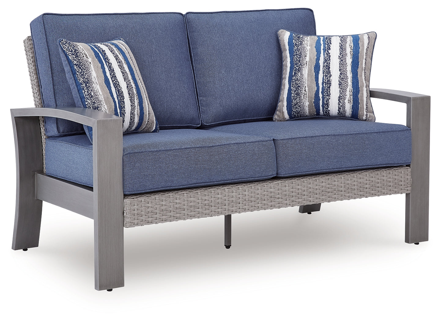 Half Blue/Gray Moon Beach Outdoor Sofa and Loveseat