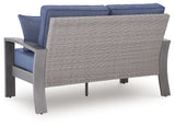 Half Moon Beach Blue/Gray Outdoor Loveseat with Cushion