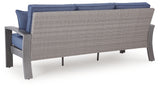 Half Blue/Gray Moon Beach Outdoor Sofa with 2 Lounge Chairs