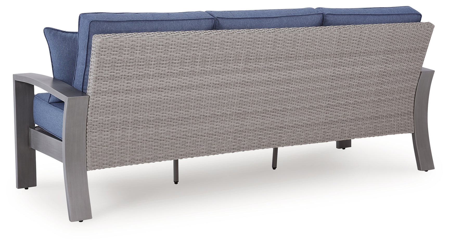 Half Blue/Gray Moon Beach Outdoor Sofa with 2 Lounge Chairs