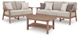 Grover Driftwood Beach Outdoor Sofa and Loveseat with Coffee Table