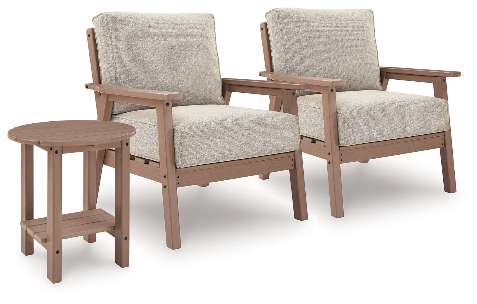 Grover Driftwood Beach 2 Outdoor Lounge Chairs with End Table