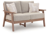 Grover Driftwood Beach Outdoor Sofa and Loveseat with Coffee Table