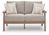 Grover Driftwood Beach Outdoor Sofa and Loveseat with Coffee Table