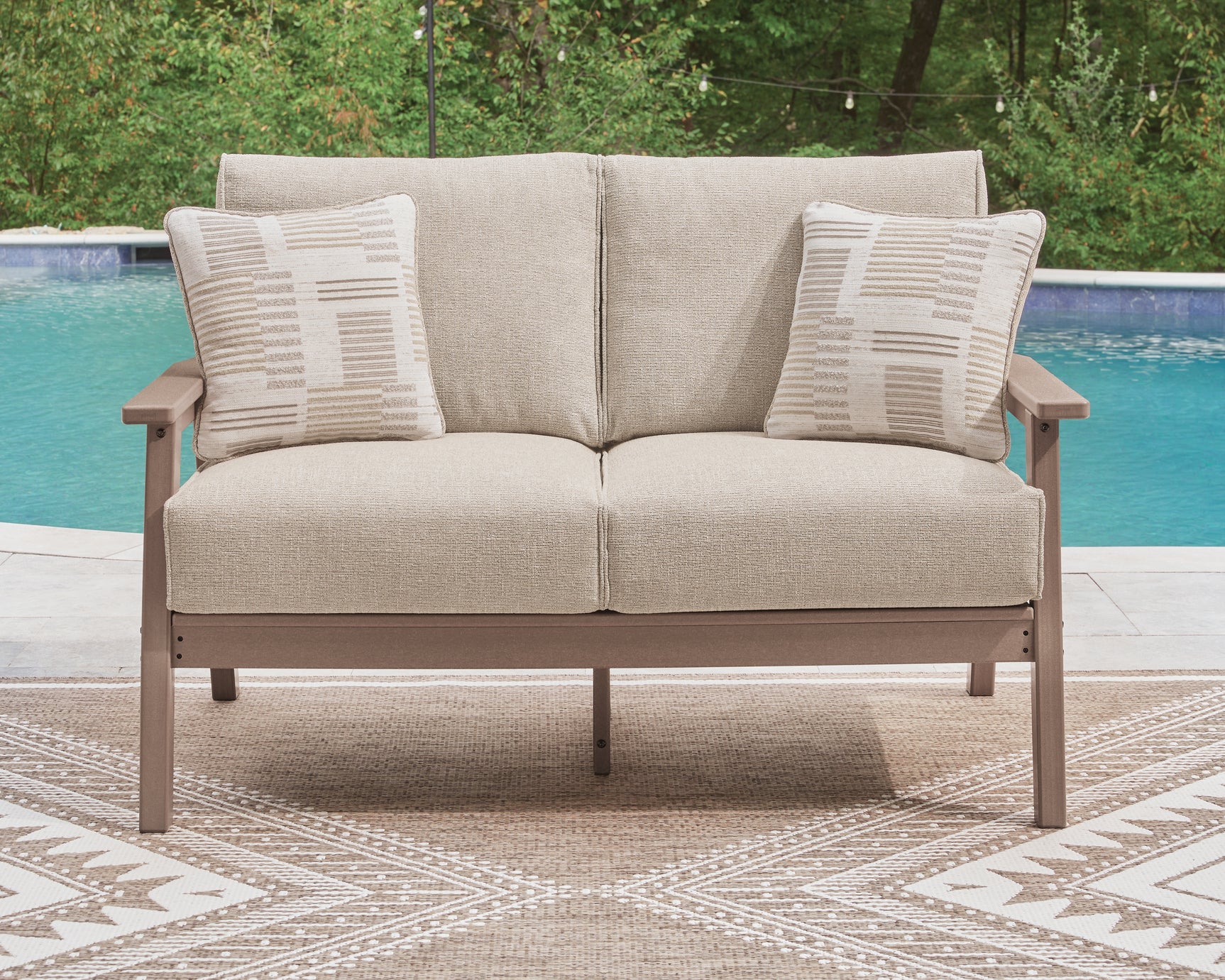 Grover Driftwood Beach Outdoor Sofa and Loveseat with Coffee Table