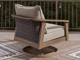 Harmony Headlands Natural/Gray Outdoor Swivel Lounge with Cushion