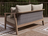 Harmony Headlands Natural/Gray Outdoor Loveseat with Cushion
