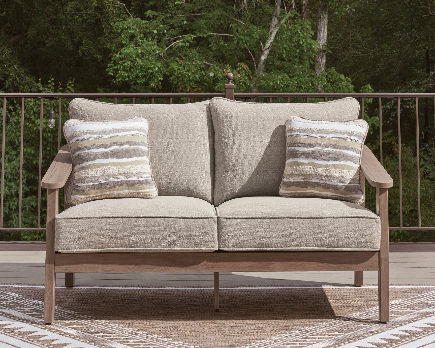 Harmony Natural/Gray Headlands Outdoor Sofa and Loveseat with Coffee Table