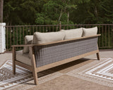 Harmony Natural/Gray Headlands Outdoor Sofa with 2 Lounge Chairs