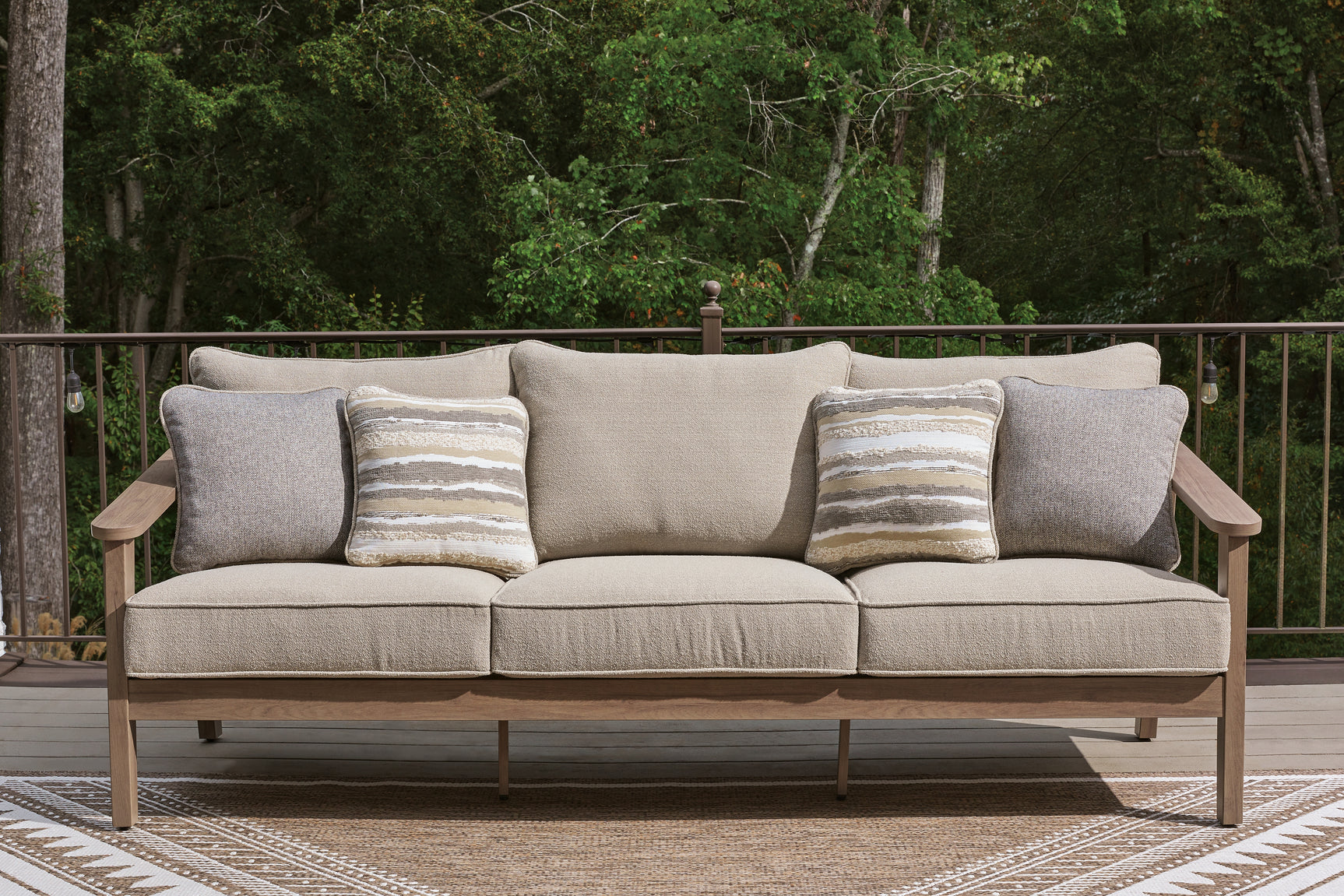 Harmony Natural/Gray Headlands Outdoor Sofa and Loveseat with Coffee Table