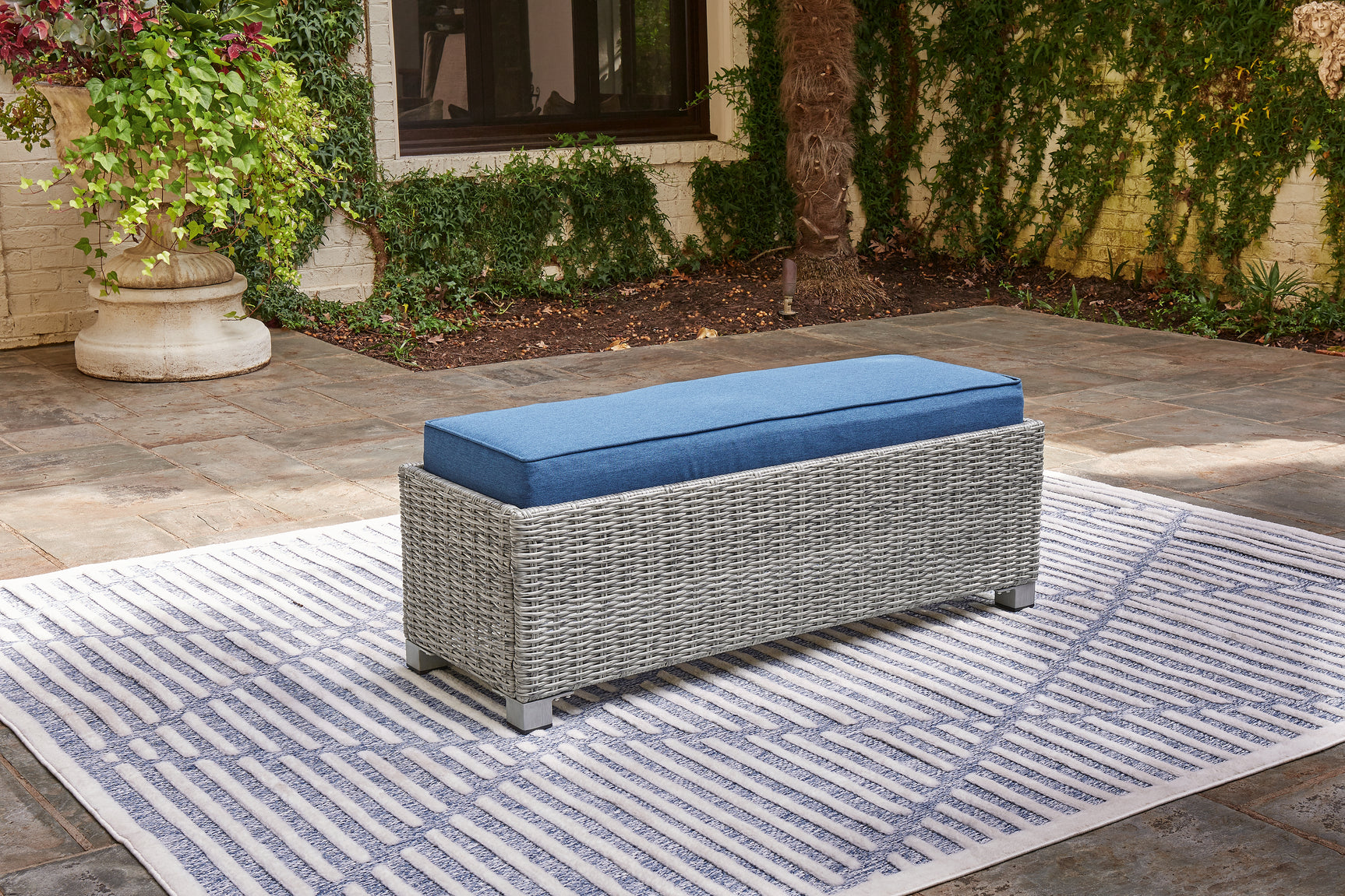 Naples Light Gray Beach 2-Piece Outdoor Sectional with Multi-use Table and Bench