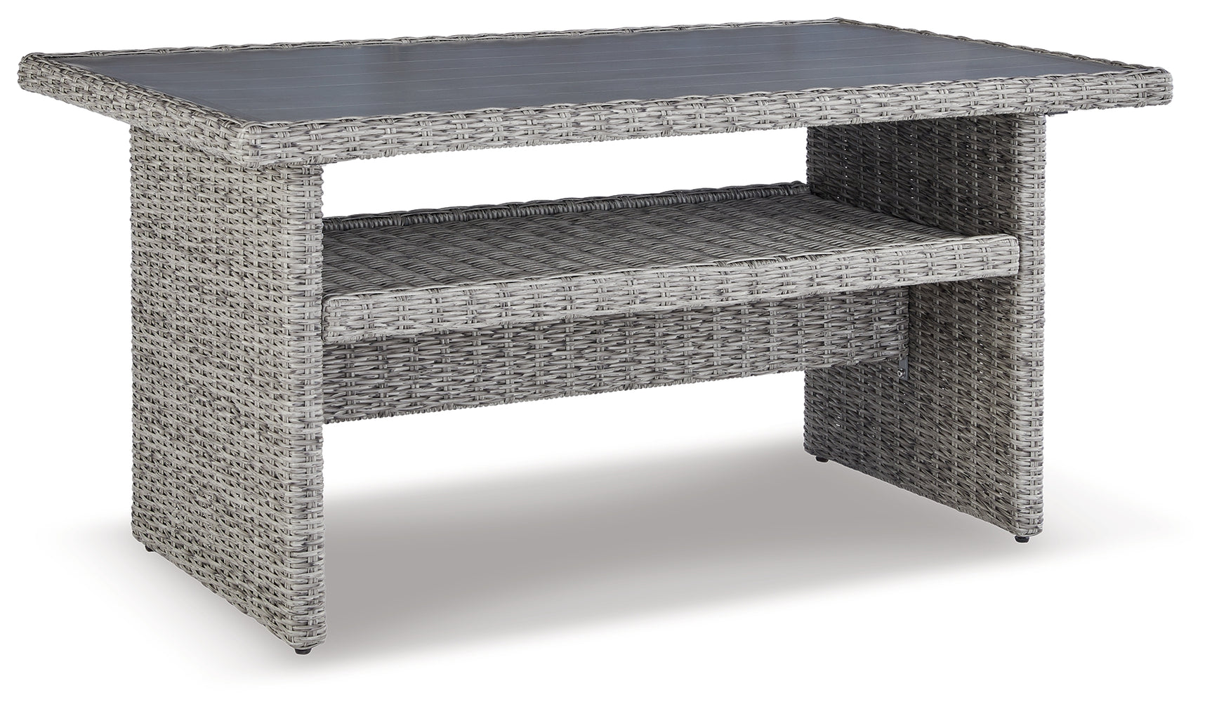 Naples Light Gray Beach 2-Piece Outdoor Sectional with Multi-use Table and Bench