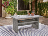 Naples Light Gray Beach 2-Piece Outdoor Sectional with Multi-use Table and Bench
