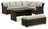 Brook Brown Ranch Outdoor Sectional Set with Coffee Table