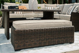 Brook Ranch Brown Outdoor Sofa Sectional and Bench Set with Cushions (3-Piece)