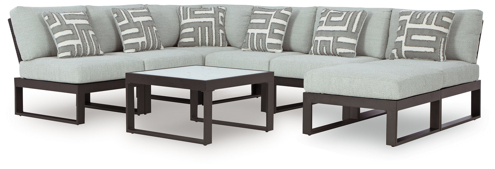 Beachloft Black 8-Piece Sectional with Ottoman and Coffee Table