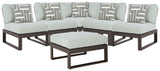 Beachloft Black/Gray 5-Piece Outdoor Sectional with Ottoman