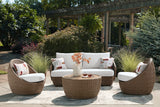 Double Beige Point Outdoor Sofa, Loveseat and 2 Lounge Chairs with Coffee Table