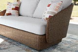 Double Point Beige Outdoor Loveseat/2 Swivel Chairs (Set of 3)