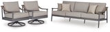 Ocean Gray Beach Outdoor Sofa with 2 Lounge Chairs
