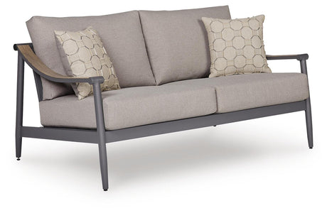 Ocean Beach Gray Outdoor Loveseat with Cushion angled view