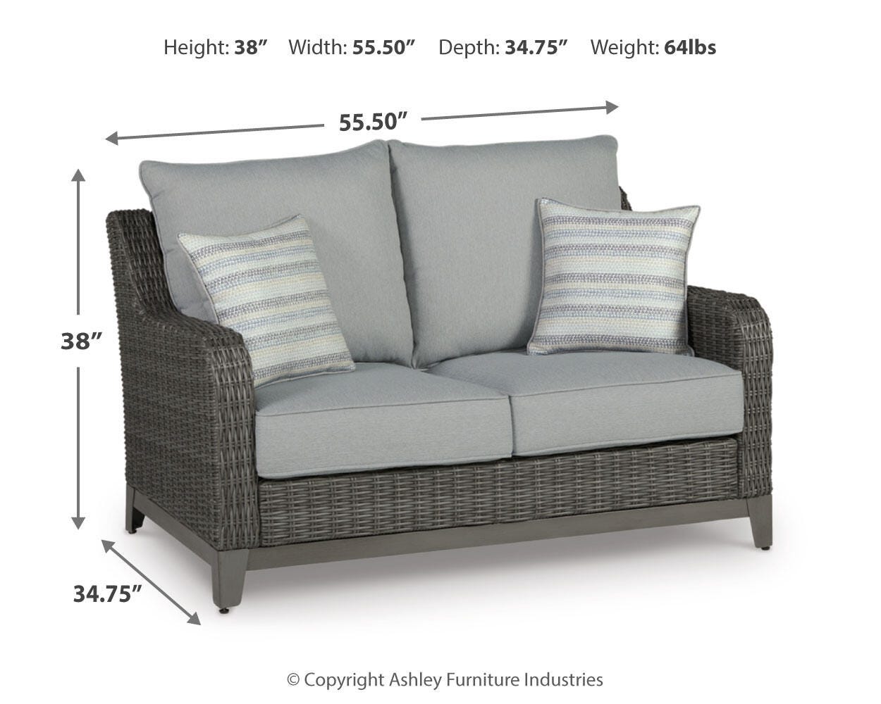 Elite Gray Park Outdoor Loveseat with Coffee Table