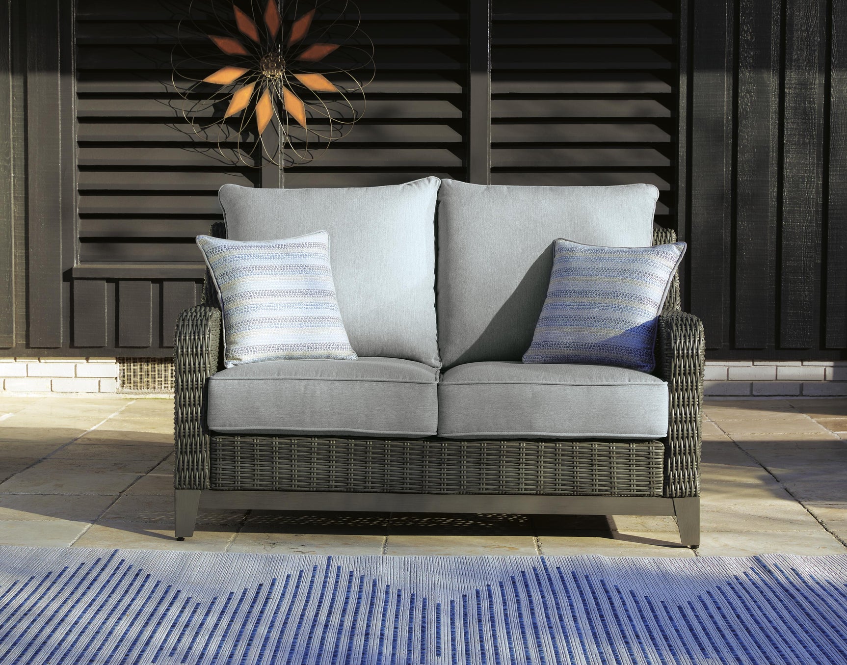 Elite Gray Park Outdoor Loveseat with Coffee Table