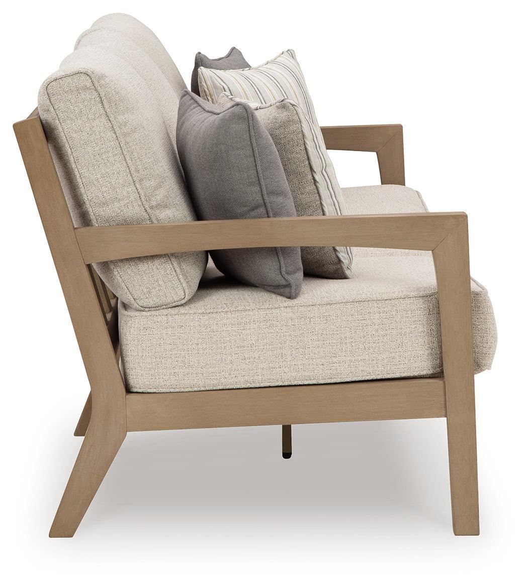 Hallow Creek Driftwood 3-Seat Outdoor Sofa with Cushions