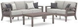 Hillside Gray/Brown Barn Outdoor Sofa and Loveseat with Coffee Table