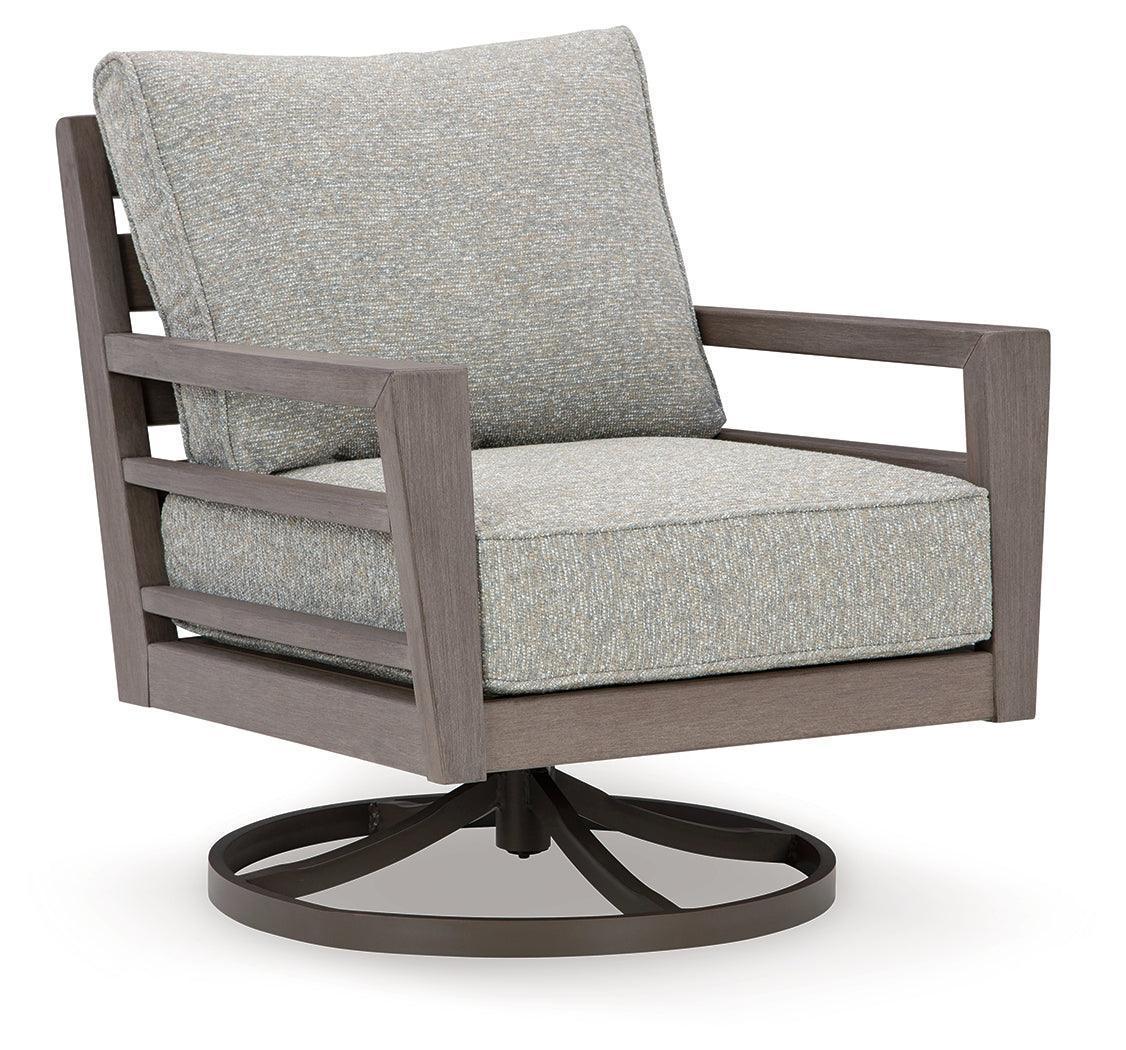Hillside Barn Gray Brown Outdoor Swivel Lounge Chair with Cushion