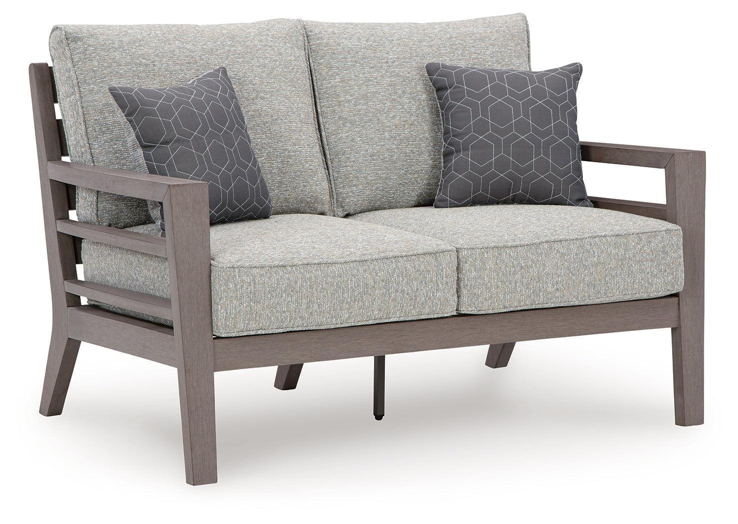Hillside Barn Gray Brown Outdoor Loveseat with Cushion