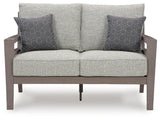 Hillside Barn Gray Brown Outdoor Loveseat with Cushion