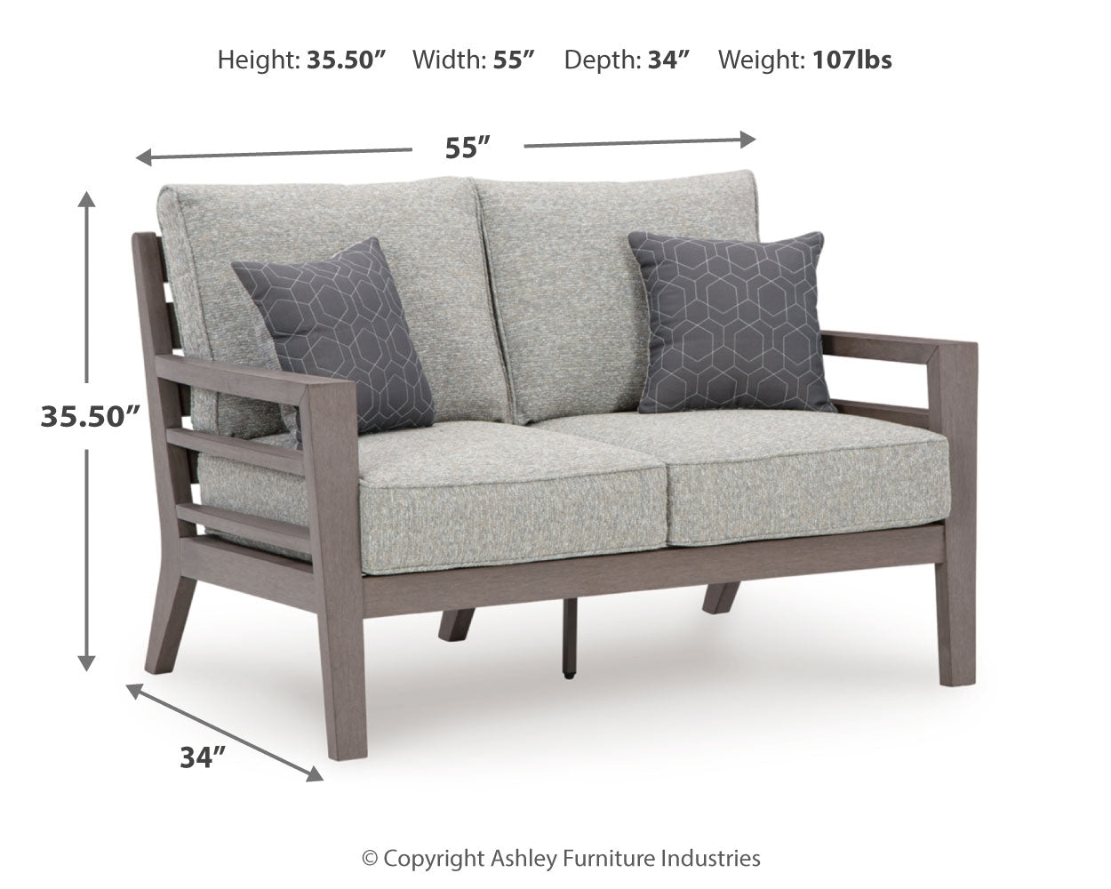 Hillside Gray/Brown Barn Outdoor Loveseat and 2 Chairs with Coffee Table