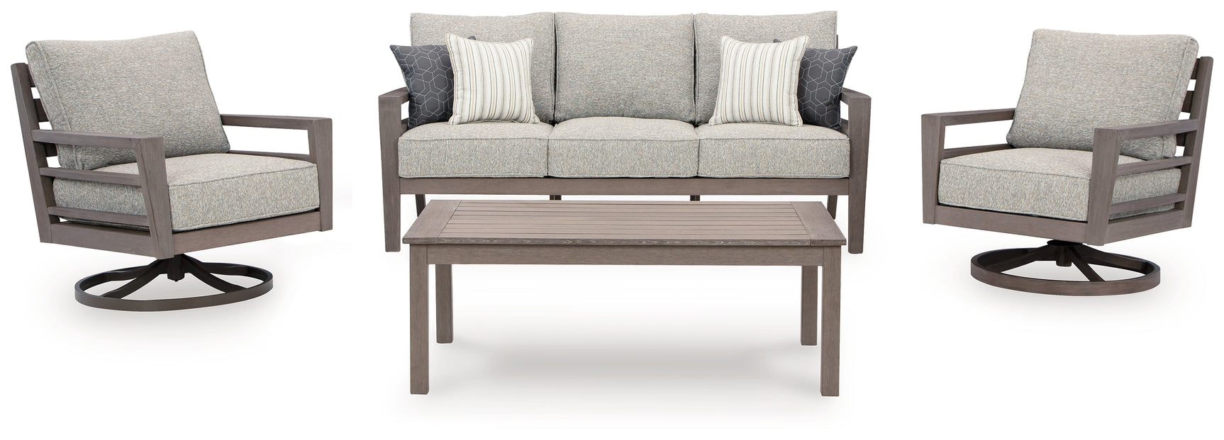 Hillside Gray/Brown Barn Outdoor Sofa and 2 Chairs with Coffee Table