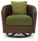 Horizon Brown/Green Hall Outdoor Sofa with 2 Lounge Chairs