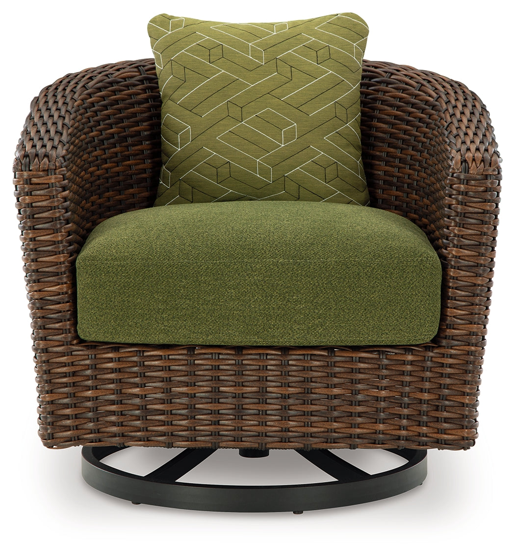 Horizon Brown/Green Hall Outdoor Sofa with 2 Lounge Chairs