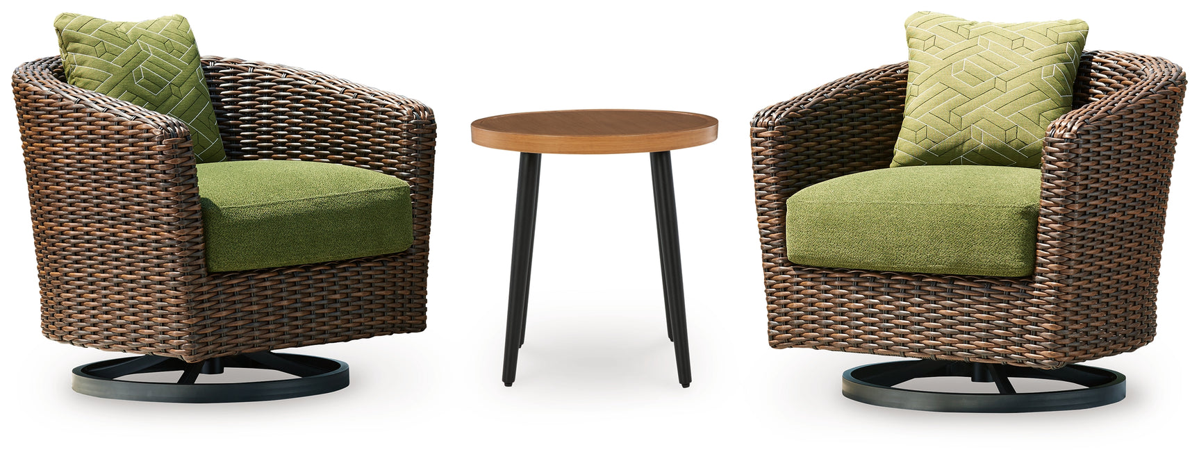 Horizon Brown/Green Hall 2 Lounge Chairs with End Table