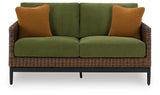 Horizon Hall Brown/Green Outdoor Loveseat with Cushion
